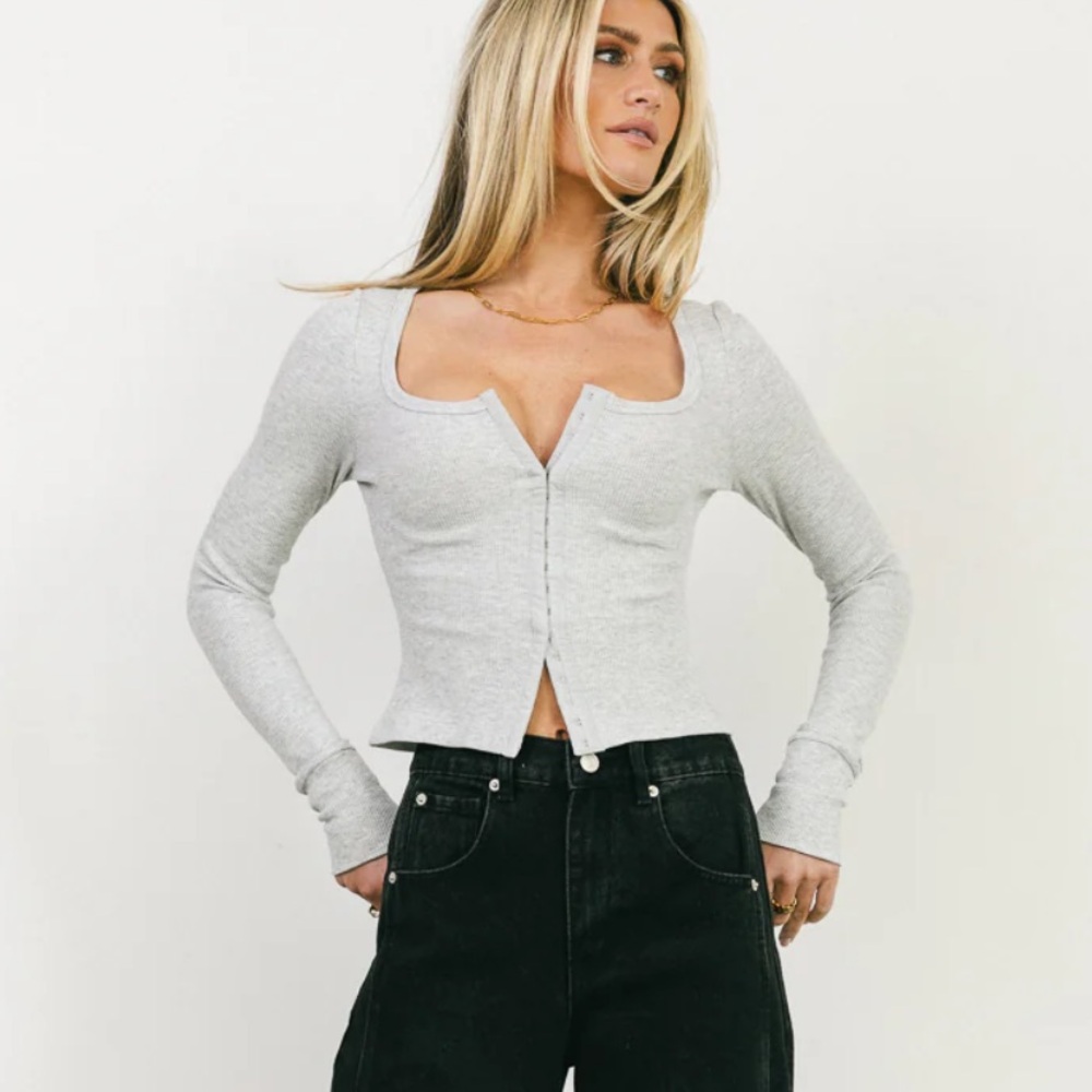 Bohme Abigail Waffle Gray Top